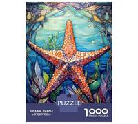 Puzzle for Adults 1000 Pieces Starfish Stained Glass Jigsaw for Adults Relax Games Analysis And Logic Birthday And Unique Gifts 70x50cm/1000pcs