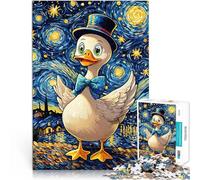 Puzzle for Adults 1000 Pieces Starry Night Duck with Hat Lernspiele DIY Spielzeug Geburtstagsgeschenk, Geschenke, Wandkunst75x50cm