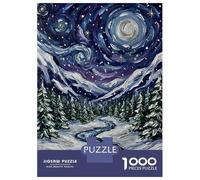 Puzzle for Adults 1000 Pieces Starry Night Winter Landscape Jigsaws for Adults Family Game Perfect Decoration Unique Gifts for Birthday And Christmas 38x26cm/1000pcs