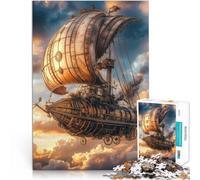 Puzzle for Adults 1000 Pieces Steampunk Airship Stressabbau Staycation Zeit totschlagen Perfekte Dekoration38x26cm