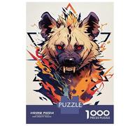 Puzzle for Adults 1000 Pieces Stylized Hyena Portrait with Geometric Elements Jigsaw for Adults Relax Games Analysis And Logic Birthday And Unique Gifts 52x38cm/1000pcs