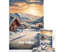 Puzzle for Adults 1000 Pieces Sun Valley Sunset DIY Toys Gift Birthday Relax Games with Fully Interlocking Randomly Shaped Pieces Size 38x26cm