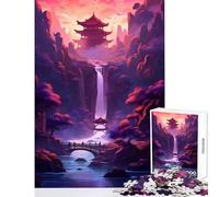 Puzzle for Adults 1000 Pieces Sunset Neon Waterfall Puzzles for Teenagers Birthday Present Difficult And Challenge Toy Intellectual Game (38x52cm)