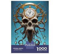 Puzzle for Adults 1000 Pieces Surreal Octopus Skull Time Jigsaw for Adults Relax Games Analysis And Logic Birthday And Unique Gifts 38x26cm/1000pcs
