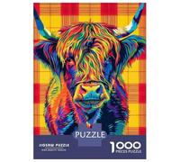 Puzzle for Adults 1000 Pieces Tartan Highland Cow Puzzles for Adults Hands-on Game Difficult Hard Unique Gifts for Birthday And Christmas 70x50cm/1000pcs