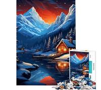 Puzzle for Adults 1000 Pieces The Camping Winter Lodge Jigsaw Puzzle 1000 Home Decoration Toys Perfect Decoration Gifts for Friends And Family (50x75cm)