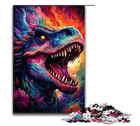 Puzzle for Adults 1000 Pieces The Colorful Psychedelia of Dinosaurs on A Starry Night Jigsaw Every Piece Is Unique Challenging Family Fun Game 75x50cm