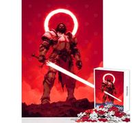 Puzzle for Adults 1000 Pieces The Redeemer - Flame of The Righteous - Red Knight with Glowing Sword Hands-on Game Difficult Hard Home Decoration Toys Artists Collection, Fine Art (38X52cm)