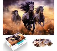 Puzzle for Adults 1000 Pieces Three Horses Race Interessante Stressreduzierung Wunschliste mit dem Weihnachtsmann38x26cm