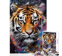 Puzzle for Adults 1000 Pieces Tiger Walking in Paint Hands-on Game Difficult Hard Home Decoration Toys Artists Collection, Fine Art (38X52cm)