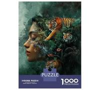 Puzzle for Adults 1000 Pieces Tiger Woman Art Print Adult Jigsaw Puzzle Hands-on Game Precision Cutting for Is Ideal As A Gift 38x26cm/1000pcs