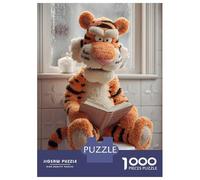 Puzzle for Adults 1000 Pieces Tigger Reading A Book on Toilet Adult Jigsaw Brain Teaser Game Staycation Kill Time Parent-child Interaction 38x26cm/1000pcs