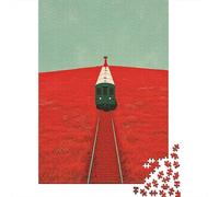 Puzzle for Adults 1000 Pieces Train in Red Field Adult Jigsaw Brain Teaser Game Staycation Kill Time Parent-child Interaction 52x38cm/1000pcs