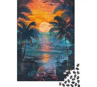 Puzzle for Adults 1000 Pieces Tropical Sunset Palm Trees Jigsaw Puzzle Toy Wall Decor Birthday Present Unique Gifts for Birthday And Christmas 38x26cm/1000pcs