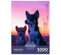 Puzzle for Adults 1000 Pieces Two Puppies at Sunset Adult Jigsaw Puzzle Hands-on Game Precision Cutting for Is Ideal As A Gift 70x50cm/1000pcs