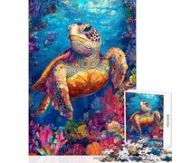Puzzle for Adults 1000 Pieces Vibrant Sea Turtle Art - Hands-on Game Difficult Hard Home Decoration Toys Artists Collection, Fine Art (38X52cm)