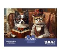 Puzzle for Adults 1000 Pieces Victorian Cat And Dog Reading Teenager Puzzles Toy Wall Decor Wall Decoration Unique Gifts for Birthday And Christmas 70x50cm/1000pcs