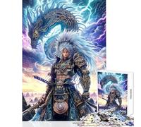 Puzzle for Adults 1000 Pieces Warrior with Dragon And Lightning Hands-on Game Difficult Hard Home Decoration Toys Artists Collection, Fine Art (50X75cm)