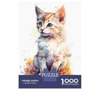 Puzzle for Adults 1000 Pieces Watercolor Manx Cat Kitten Jigsaw for Adults Relax Games Analysis And Logic Birthday And Unique Gifts 52x38cm/1000pcs