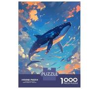 Puzzle for Adults 1000 Pieces Whale in The Sky Illustration Puzzles for Adults Relaxing Games Precision Cutting Parent-child Interaction 52x38cm/1000pcs