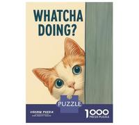 Puzzle for Adults 1000 Pieces Whatcha Doing Curious Cat Peeking Adult Jigsaw Brain Teaser Game Staycation Kill Time Parent-child Interaction 52x38cm/1000pcs
