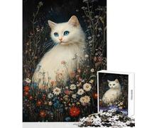 Puzzle for Adults 1000 Pieces Whiskered Serenity in Bloom Jigsaw Puzzle Relaxing Games A Work of Art Unique Gifts for Birthday And Christmas (Size 38x52cm)