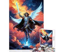 Puzzle for Adults 1000 Pieces Winged Archangel Michael The Warrior with Sword in Clouds Home Decoration Toys Great Gifts And Toys Family Game Improving Love between Couples Size 50x75cm