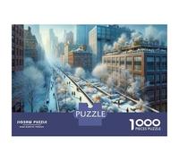Puzzle for Adults 1000 Pieces Winter Cityscape with Snow-Covered Buildings Puzzles for Adults Hands-on Game Difficult Hard Unique Gifts for Birthday And Christmas 52x38cm/1000pcs