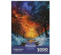 Puzzle for Adults 1000 Pieces Winter Sunset Landscape Painting Adult Jigsaw Brain Teaser Game Staycation Kill Time Parent-child Interaction 52x38cm/1000pcs