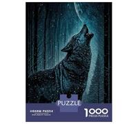 Puzzle for Adults 1000 Pieces Wolf Howls at Moon Adult Jigsaw Puzzle Hands-on Game Precision Cutting for Is Ideal As A Gift 38x26cm/1000pcs