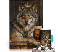 Puzzle for Adults 1000 Pieces Wolf King Crown Pint Beer Herausforderndes Spiel Künstlersammlung, Bildende Kunst52x38cm