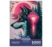 Puzzle for Adults 1000 Pieces Wolf Pink Splash Jigsaw for Adults Relax Games Analysis And Logic Birthday And Unique Gifts 70x50cm/1000pcs