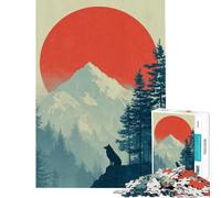 Puzzle for Adults 1000 Pieces Wolf Silhouette Mountain Landscape Artr Challenging To Complete Wall Decoration Family Game Suitable for Ages 14 And Up (50x75cm)