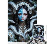 Puzzle for Adults 1000 Pieces Woman with Snakes And Floral Crown Hands-on Game Difficult Hard Home Decoration Toys Artists Collection, Fine Art (38X26cm)