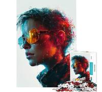 Puzzle for Adults 1000 Pieces Woman with Sunglasses, Abstract Portrait Help The Brain Exercise Presents for Women Anti-Stress Toys for Ages 14 And over (50x75cm)