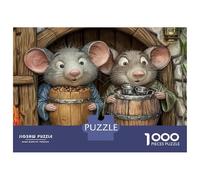 Puzzle for Adults 1000 Pieces Wooden Barrel Mice Decor Jigsaws for Adults Toy Wall Decor Presents for Women Unique Gifts for Birthday And Christmas 52x38cm/1000pcs