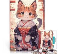 Puzzle for Adults 2000 Pieces Cat Kimono Japan Lernspiel-Herausforderungsspielzeug Verbessern Sie das Gedächtnis70x100cm