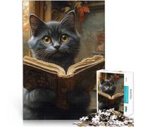 Puzzle for Adults 2000 Pieces Curious Cat Reading Dekomprimierendes intellektuelles Lernspielzeug Geburtstagsgeschenke70x100cm