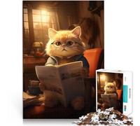 Puzzle for Adults 2000 Pieces Cute Cat Reading Newspaper Intellektuelles Spiel Einzigartige Wohndekoration und Geschenke70x100cm