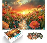 Puzzle for Adults 2000 Pieces Golden Sunset Creek with Vibrant Blooms Präzisionsschnitt Kunstwerk Geschenk70x100cm
