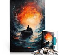 Puzzle for Adults 2000 Pieces Into the Abyss Surreal Lone Boatman Quizspiel mit vollständig ineinander greifenden, zufällig geformten Teilen70x100cm