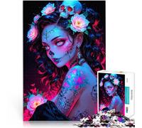 Puzzle for Adults 2000 Pieces Skull Woman with Tattoos Handgeschwindigkeitswettbewerb Heimdekoration70x100cm