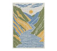 Puzzle for Adults 300 PCS Abstract Mountain River Landscape Illustration Adult Puzzles Anti-Stress Toys Presents for Women Birthday And Unique Gifts 300 PCS