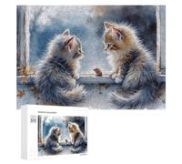 Puzzle for Adults 300 PCS Adorable Kittens Window View Puzzle for Adults Brain Teaser Game Difficult Challenge for Is Ideal As A Gift 300 PCS