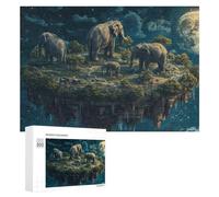 Puzzle for Adults 300 PCS Amazon Floating Island Elephants Night Sky Puzzle for Adults Brain Teaser Game Difficult Challenge for Is Ideal As A Gift 300 PCS