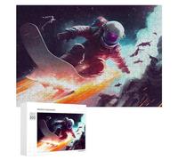 Puzzle for Adults 300 PCS Astronaut Snowboarding in Space Puzzle for Adults Brain Teaser Game Difficult Challenge for Is Ideal As A Gift 300 PCS