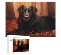Puzzle for Adults 300 PCS Autumnal Forest Dog Portrait Puzzle for Adults Brain Teaser Game Difficult Challenge for Is Ideal As A Gift 300 PCS