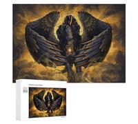 Puzzle for Adults 300 PCS Black Winged Horse Mythical Artwork Puzzle for Adults Brain Teaser Game Difficult Challenge for Is Ideal As A Gift 300 PCS