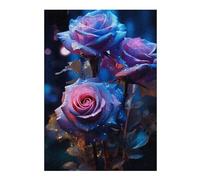 Puzzle for Adults 300 PCS Blue And Purple Rose Adult Puzzles Hands-on Game Precision Cutting Unique Gifts for Birthday And Christmas 300 PCS