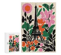 Puzzle for Adults 300 PCS Bonjour Paris Eiffel Tower Floral Art Adult Jigsaw Puzzles Hand Speed Race Parent-child Interaction Deal As Gifts for The Whole Family 300 PCS